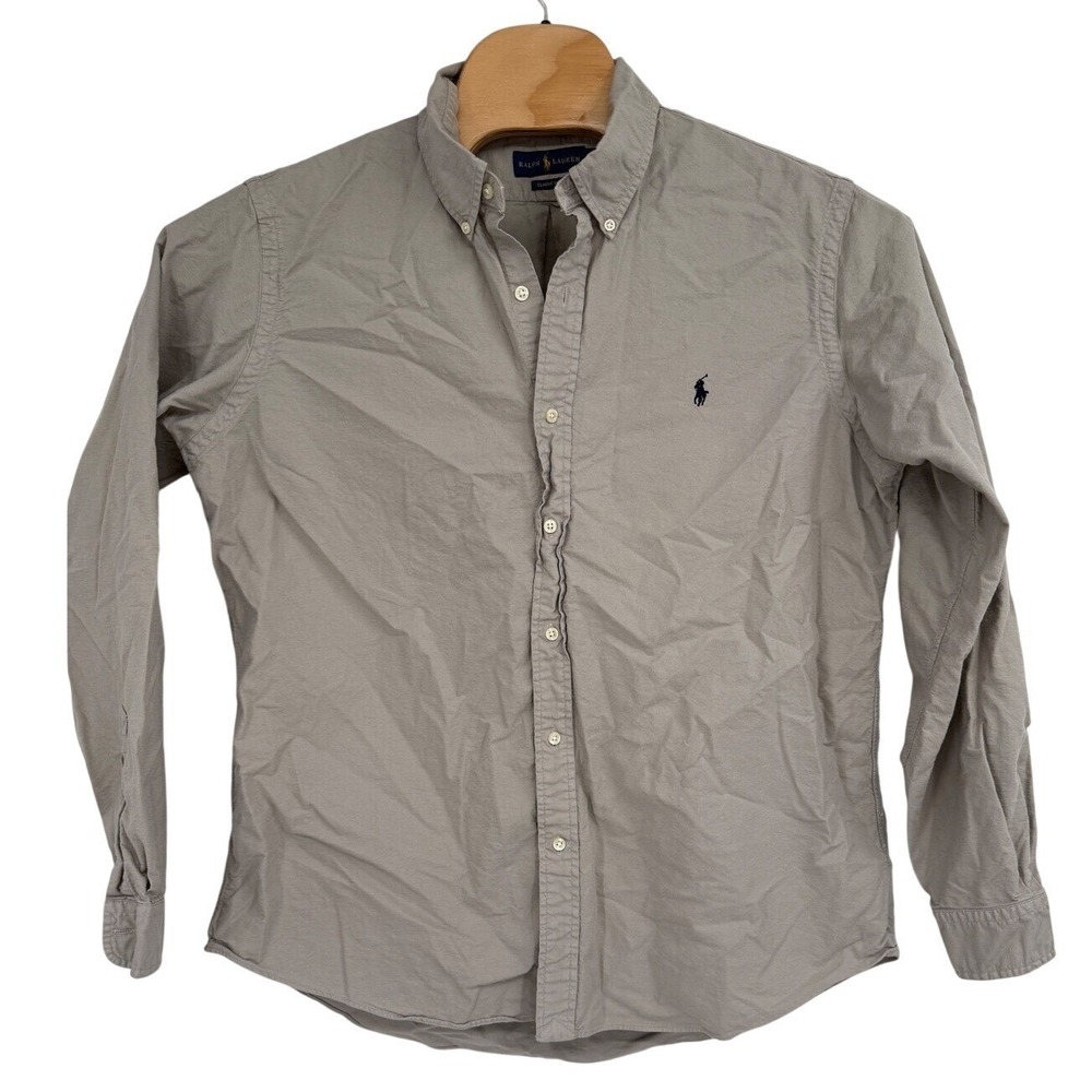 Ralph Lauren Men's Classic Fit Gray Long Sleeve Button Front Shirt sz L